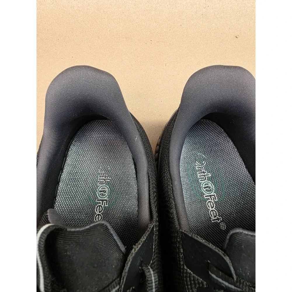 Orthofeet Men's 11 2E Wide Black 20011 Mesh Diabetic Walking Shoes Lace Up Low